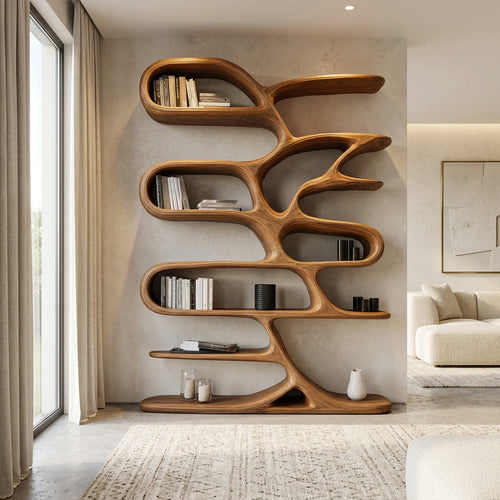 Contemporary Wooden Bookcase For Minimalist Living Room Decor Kitchnce