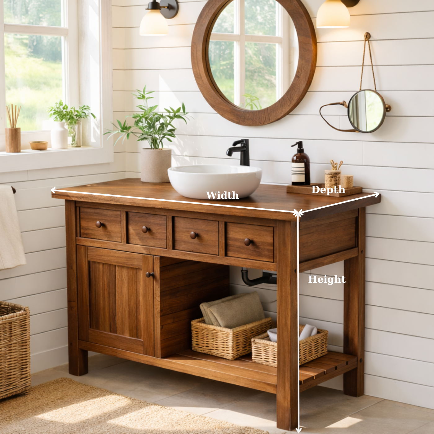 Solid Walnut Bathroom Vanity with Storage for Bathroom Organization Kitchnce