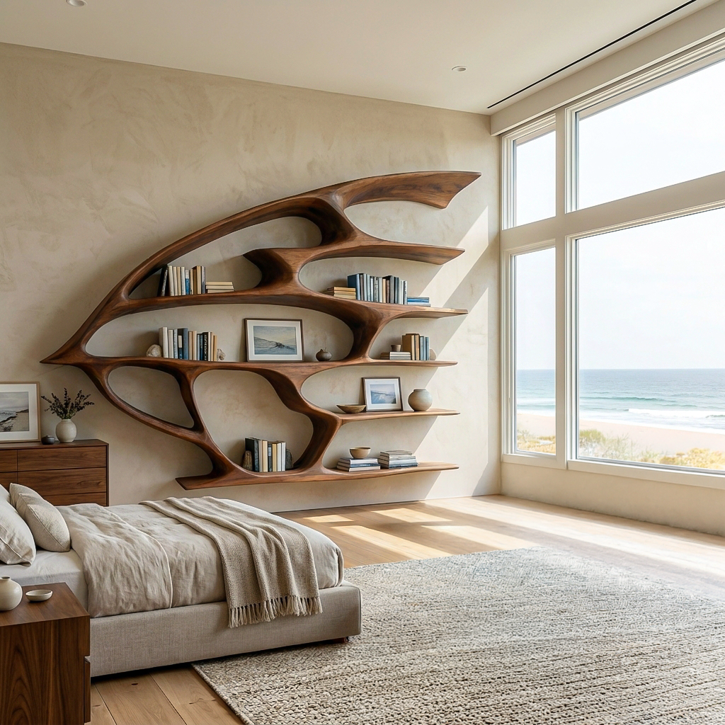 Artistic Wooden Wall Bookshelf For Living Room Decor Kitchnce