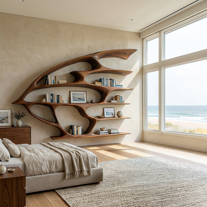 Artistic Wooden Wall Bookshelf For Living Room Decor Kitchnce