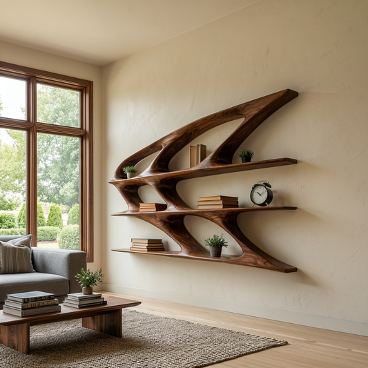 Organic Sculptural Wooden Bookshelf For Living Room Statement Kitchnce