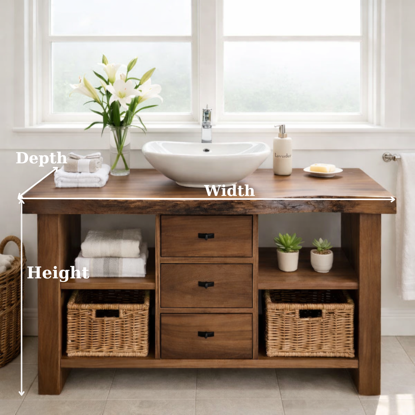 Rustic Walnut Bathroom Vanity with Drawers and Storage for Modern Bathrooms Kitchnce
