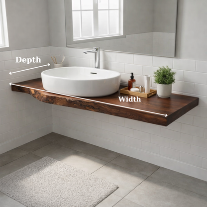 Floating Live Edge Walnut Bathroom Vanity Top for Morden Bathrooms Kitchnce