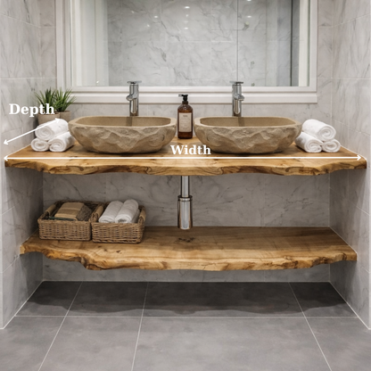 Floating Live Edge Wood Bathroom Vanity for Modern Bathrooms Kitchnce