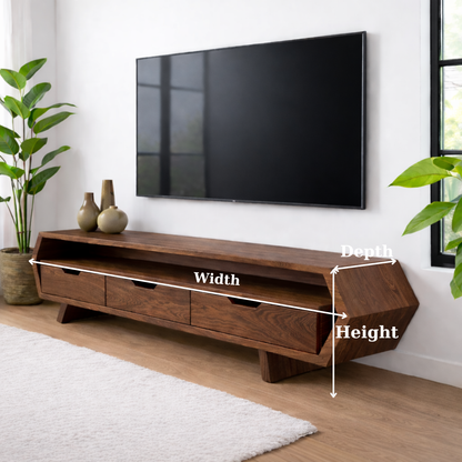 Solid Wood TV Stand with Drawers and Open Shelf for Stylish Interiors Kitchnce