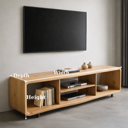Solid Wood TV Stand with Open Shelves for Minimalist Interiors Kitchnce