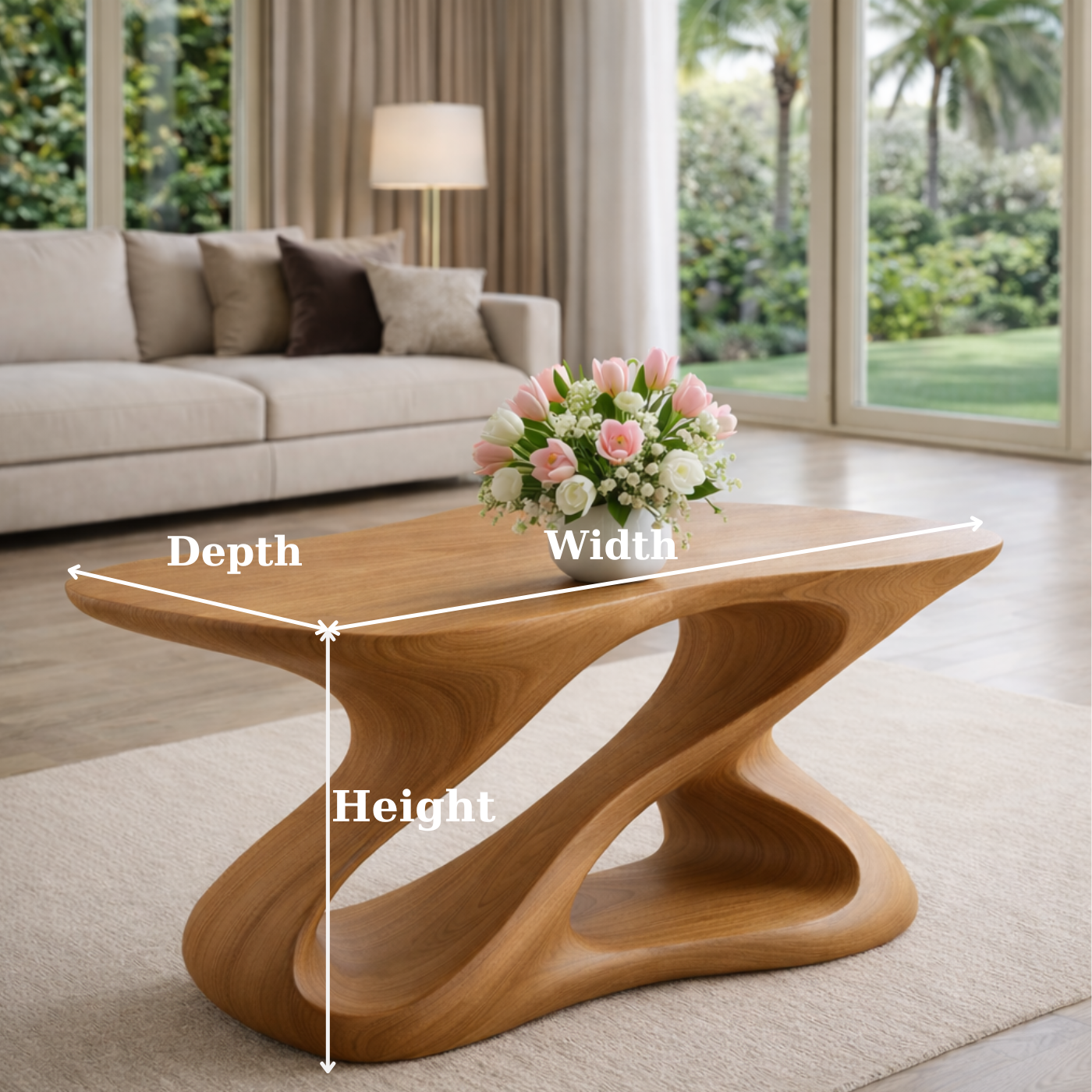 Sculptural Solid Wood Coffee Table for Modern Living Rooms Kitchnce