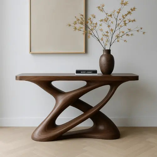 Handcrafted Solid Wood Nexus Console Table – Contemporary Organic Design Kitchnce