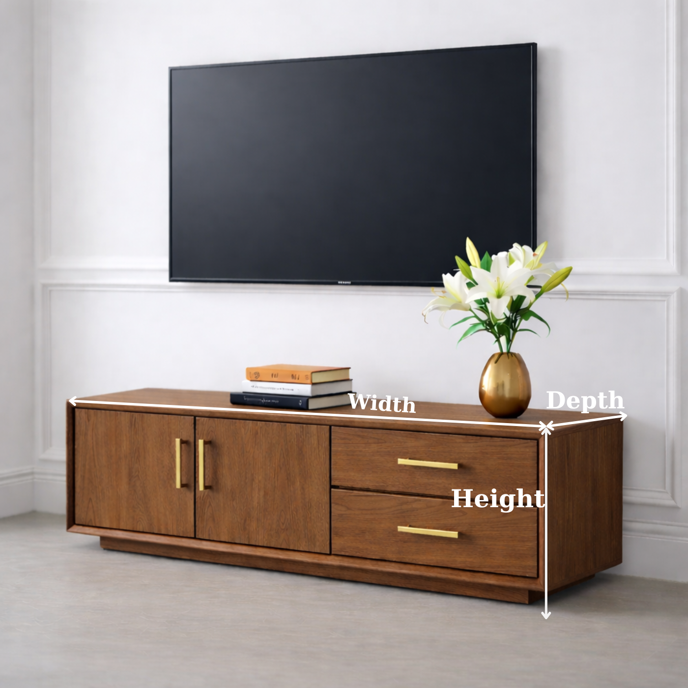 Solid Wood TV Stand with Drawers and Cabinet for Elegant Living Rooms Kitchnce