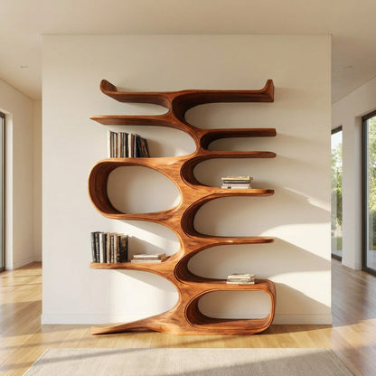 Mid Century Natural Wood Bookshelf For Living Room Furniture Kitchnce