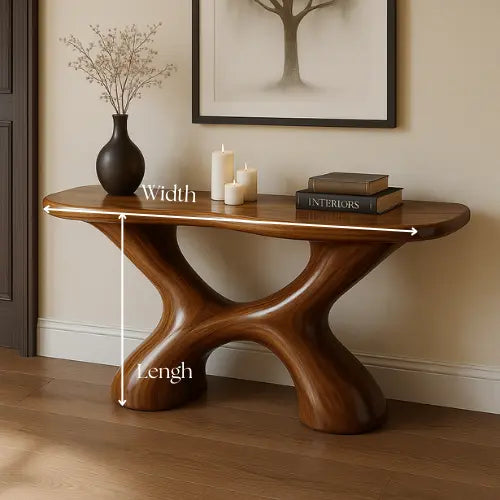 Handcrafted Solid Wood Fusion Console Table – Organic Modern Aesthetic Kitchnce