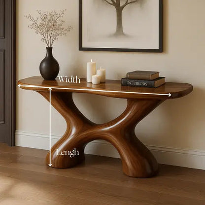 Handcrafted Solid Wood Fusion Console Table – Organic Modern Aesthetic Kitchnce