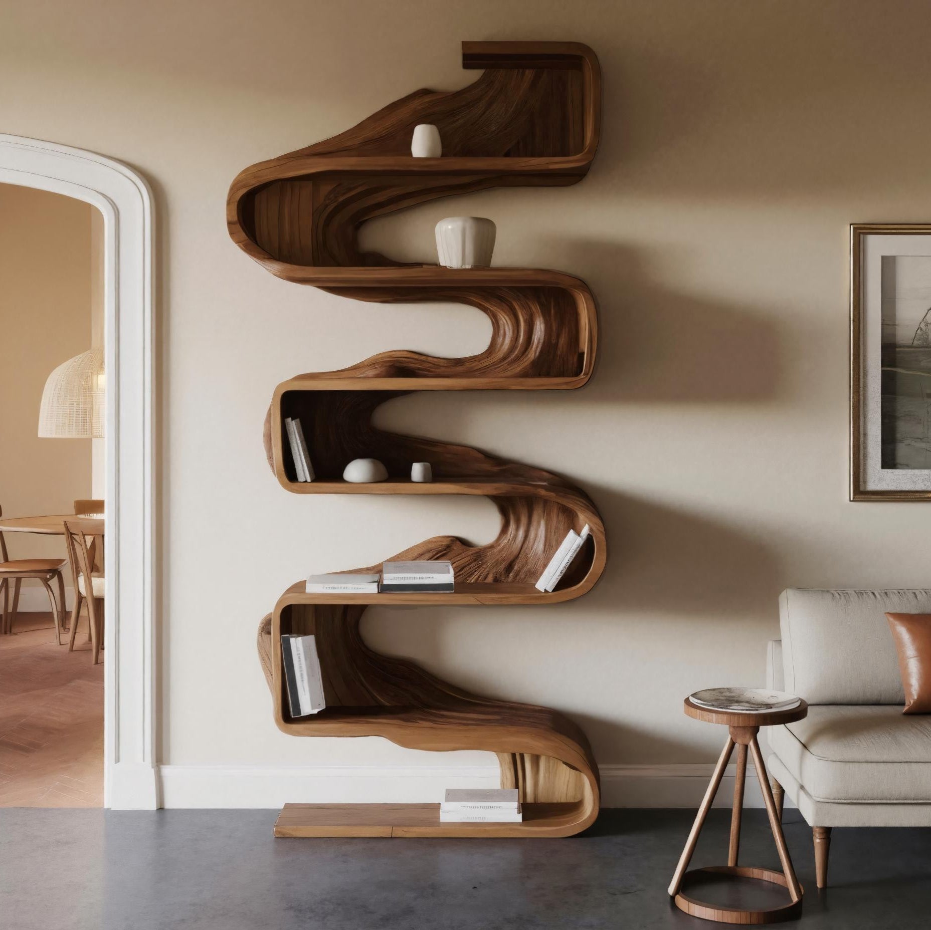 Artistic Sculptural Bookshelf For Living Room Kitchnce