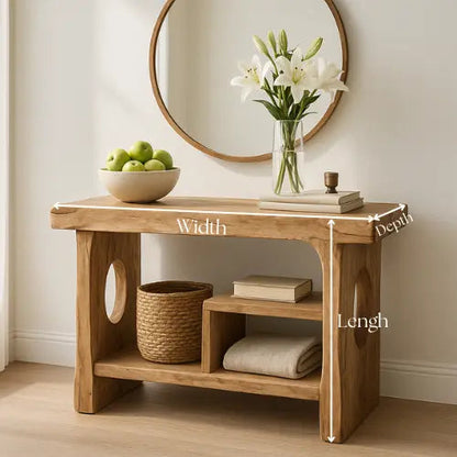 Handcrafted Solid Wood Sculptural Console Table – Organic Contemporary Form Kitchnce