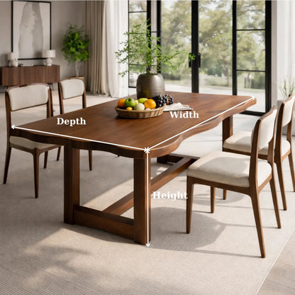 Solid Wood Dining Table with Sculpted Edge Top Modern Wooden Dining Room Table Kitchnce