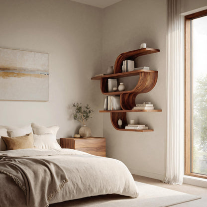Statement Wall Shelf With Flowing Curves For Modern Home Kitchnce