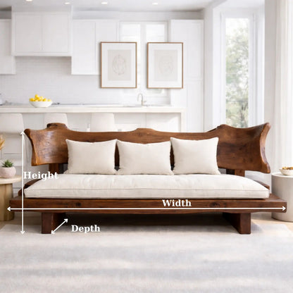 Live Edge Solid Wood Sofa Rustic Natural Wood Couch Handmade Organic Living Room Sofa Kitchnce