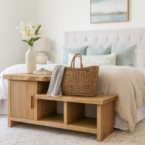 Handcrafted Solid Wood Bench – Modern Organic Seating with Versatile Storage Kitchnce