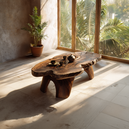 Live Edge Organic Coffee Table with Sculptural Natural Form