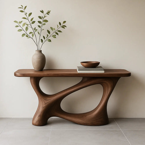 Handcrafted Solid Walnut Sculptural Console Table Kitchnce