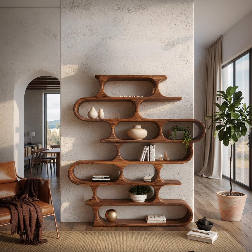 Organic Oval Bookshelf For Living Room Or Creative Studio Kitchnce