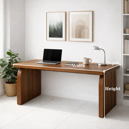 Minimalist Solid Wood Desk with Elegant Curved Leg Design