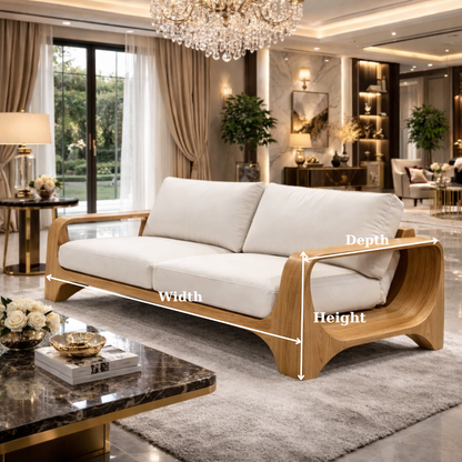 Modern Curved Solid Wood Frame Sofa