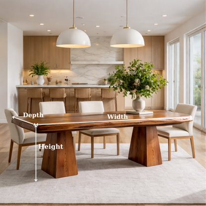 Solid Wood Live Edge Dining Table with Pedestal Base – Rustic Modern Dining Table