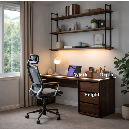 Solid Wood Office Desk with Drawer Storage – Modern Rustic Home Office Desk