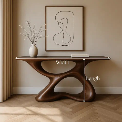 Handcrafted Solid Wood Fluid Console Table – Natural Modern Statement Kitchnce