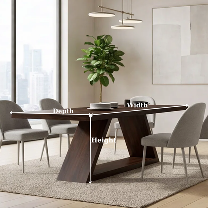 Solid Walnut Dining Table with Sculptural Base – Modern Rustic Solid Wood Dining Table