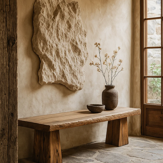 Handcrafted Solid Wood Rustic Bench – Natural Live-Edge Slab Entryway Seating Kitchnce