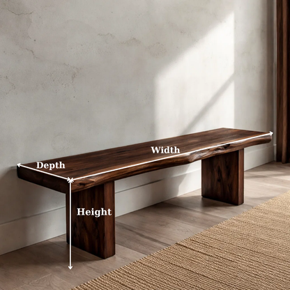 Solid Wood Live Edge Bench – Rustic Natural Wood Entryway Seating Bench