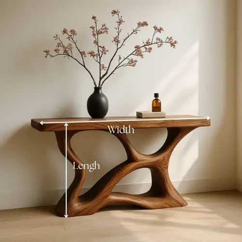 Handcrafted Solid Wood Drift Console Table – Contemporary Organic Form Kitchnce
