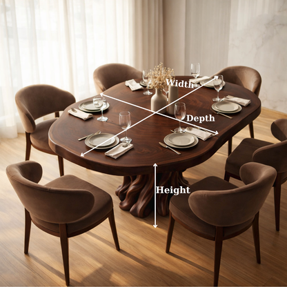 Modern Organic Walnut Dining Table with Handcrafted Sculptural Base