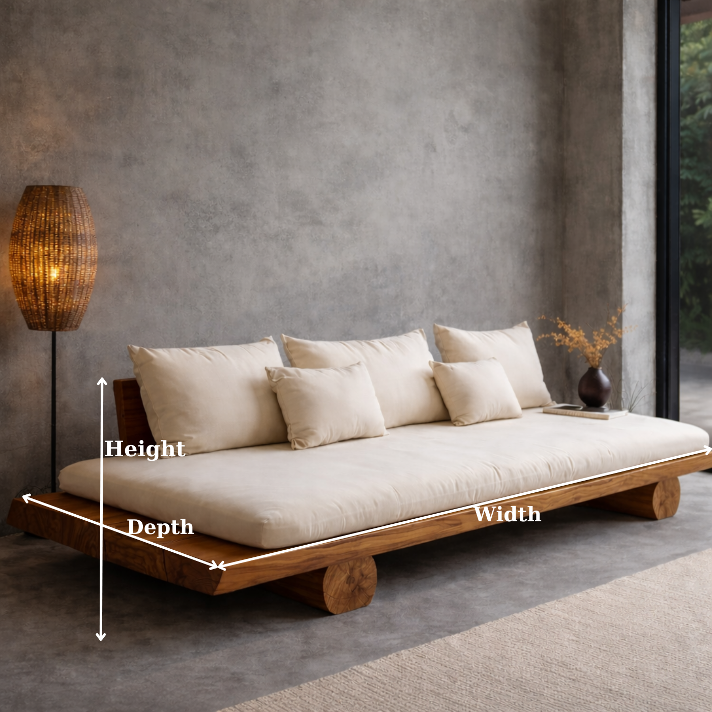 Minimalist Solid Wood Platform Daybed Sofa