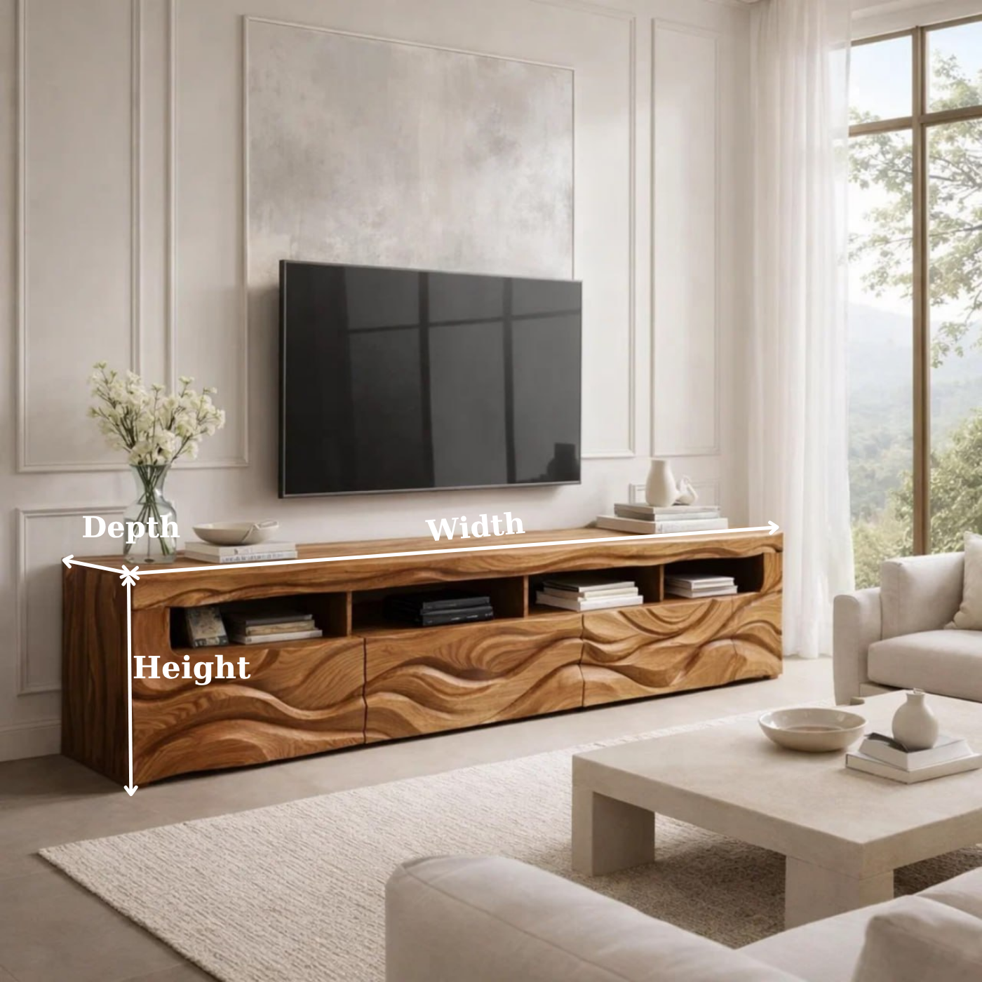 Modern TV Stand with Storage, Wooden Media Console, Entertainment Center for Living Room Decor