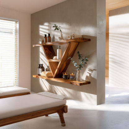 Minimal Floating Shelf with Angled Support Wood Design