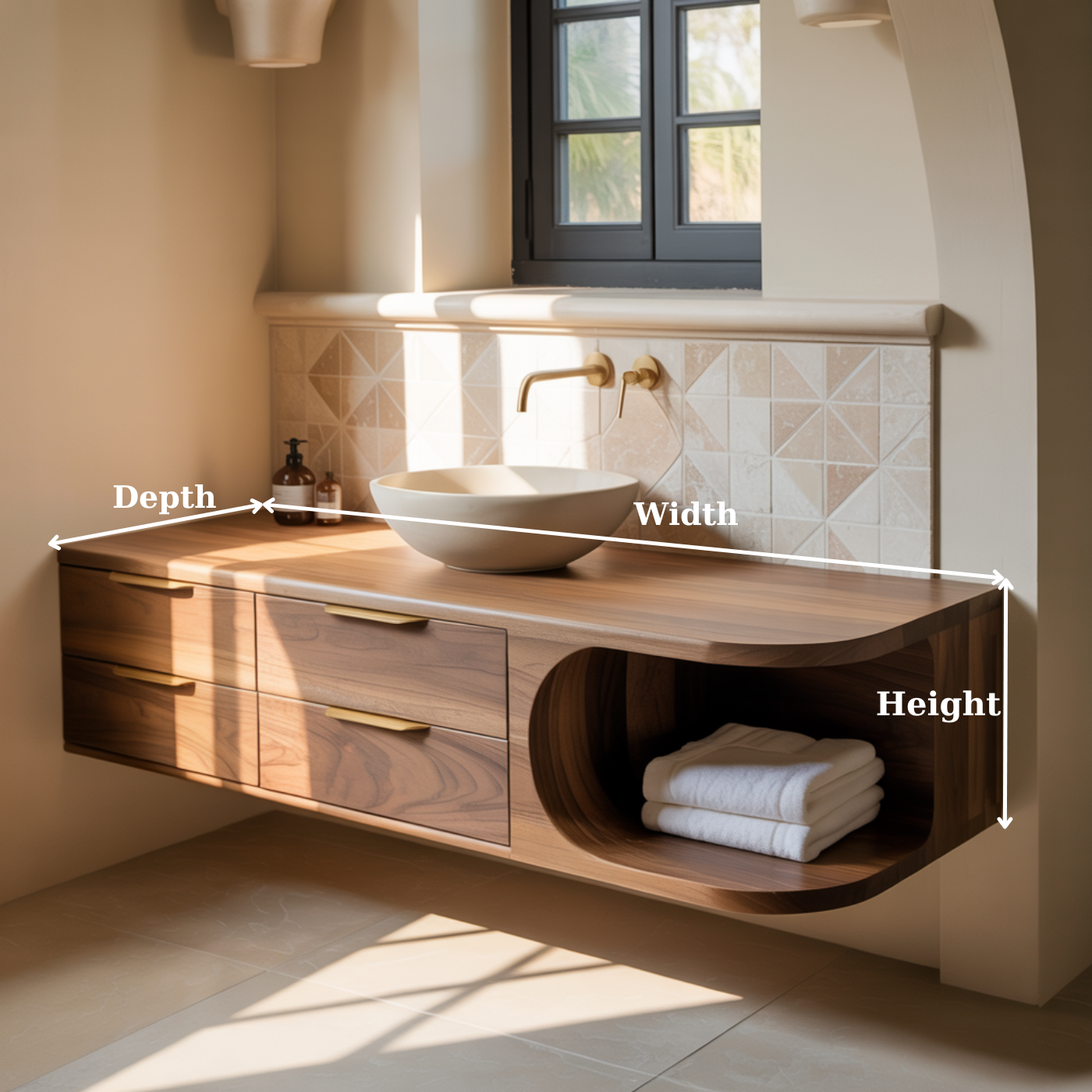 Modern Floating Solid Wood Bathroom Vanity for Minimalist Interiors