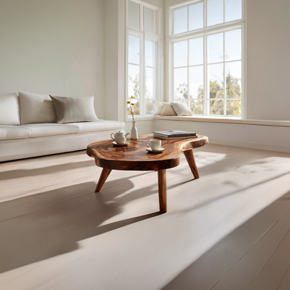 Organic Freeform Coffee Table with Sculpted Tapered Legs