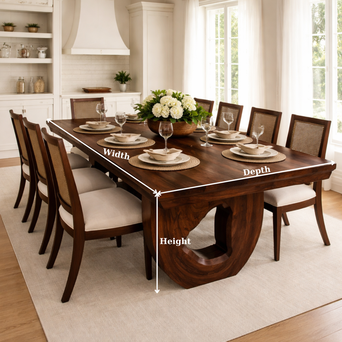 Solid Wood Dining Table with Sculptural Pedestal Base – Modern Handcrafted Design