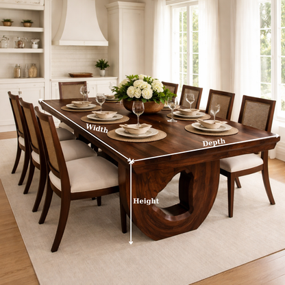 Solid Wood Dining Table with Sculptural Pedestal Base – Modern Handcrafted Design