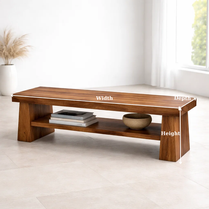 Solid Wood Entryway Bench with Shelf, Wooden Shoe Bench, Hallway Seating, Minimalist Storage Bench