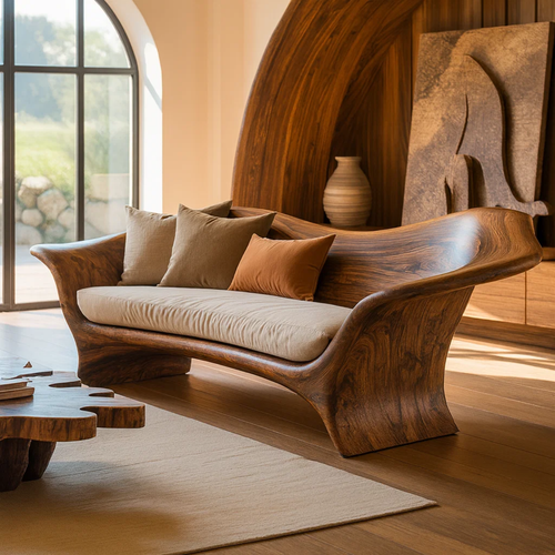 Handcrafted Solid Wood Sofa – Organic Modern Design Kitchnce