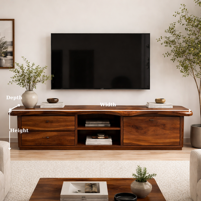Solid Wood TV Stand with Storage Drawers – Modern Minimalist Console Cabinet