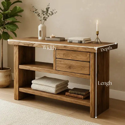 Handcrafted Natural Wood Console Table – Minimal Organic Design Kitchnce