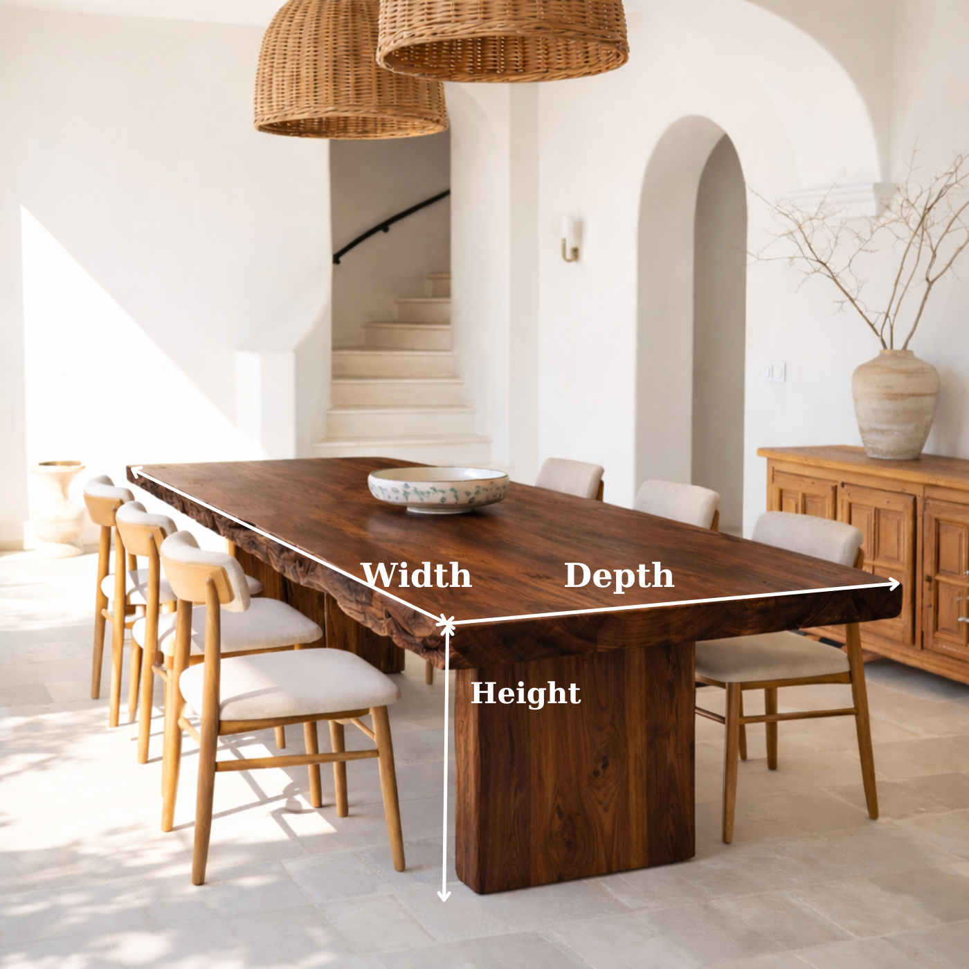 Solid Wood Live Edge Dining Table Handmade Rustic Design