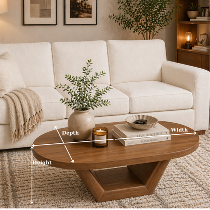 Solid Wood Coffee Table with Sculptural Base