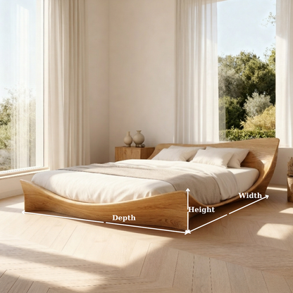 Solid Wood Platform Bed with Sculptural Curved Frame