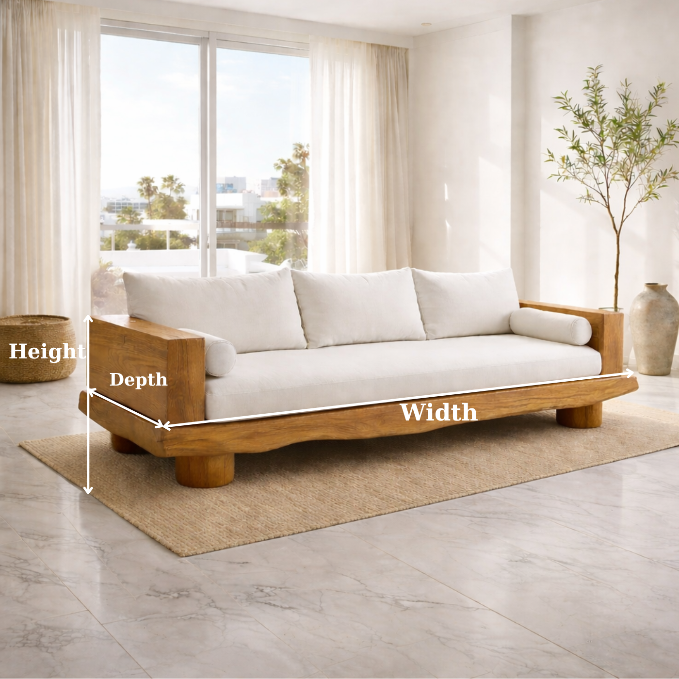 Solid Wood Platform Sofa Luxury Modern Style